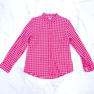 J. Crew Pink Gingham Blouse